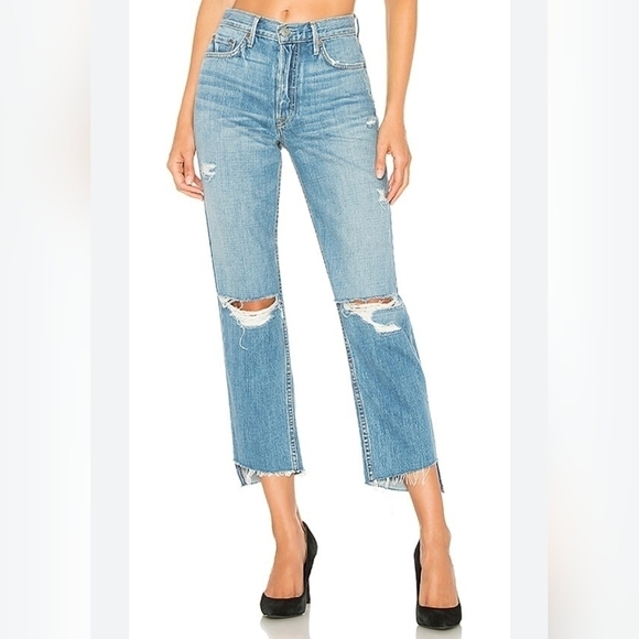 28 - GRLFRND | Helena High-Rise Straight Crop Jean in Last Song - Picture 3 of 6